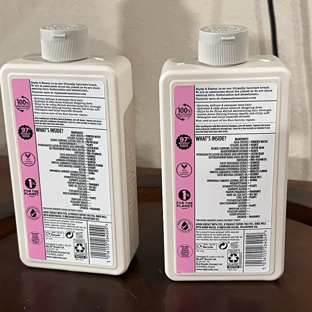Rhyme & Reason Wave Revival Conditioner 12oz 2 Pack Wavy Hair Jojoba Sea Mineral